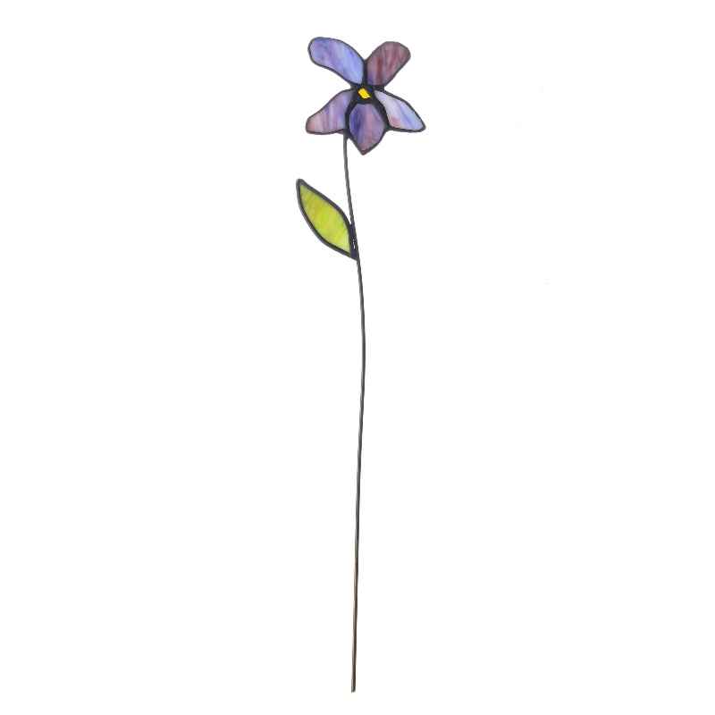 Handcrafted Stained Glass Flower Stakes - Birth Month - February